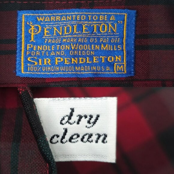 Sir Pendleton Tartan Plaid Shirt READ Mens M Vintage 70s Virgin Wool USA Made - Picture 8 of 16